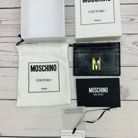 MOSCHINO CARD HOLDER WITH GOLD PLAQUE Style ID 81128006_0555 MSRP 295$ - Picture 1 of 7